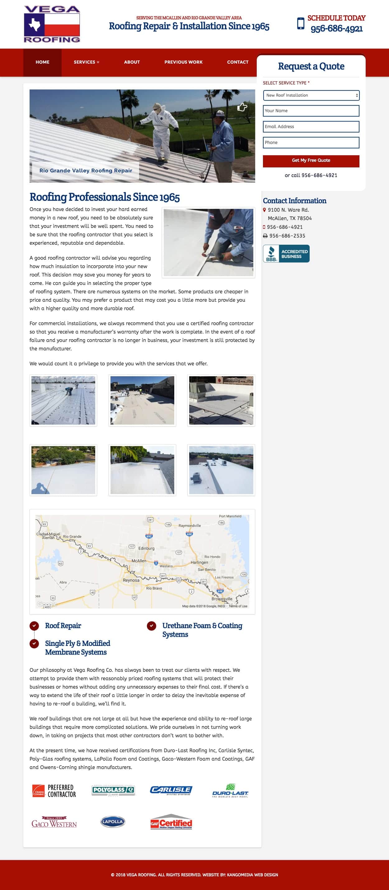 Roofing Company Web Design
