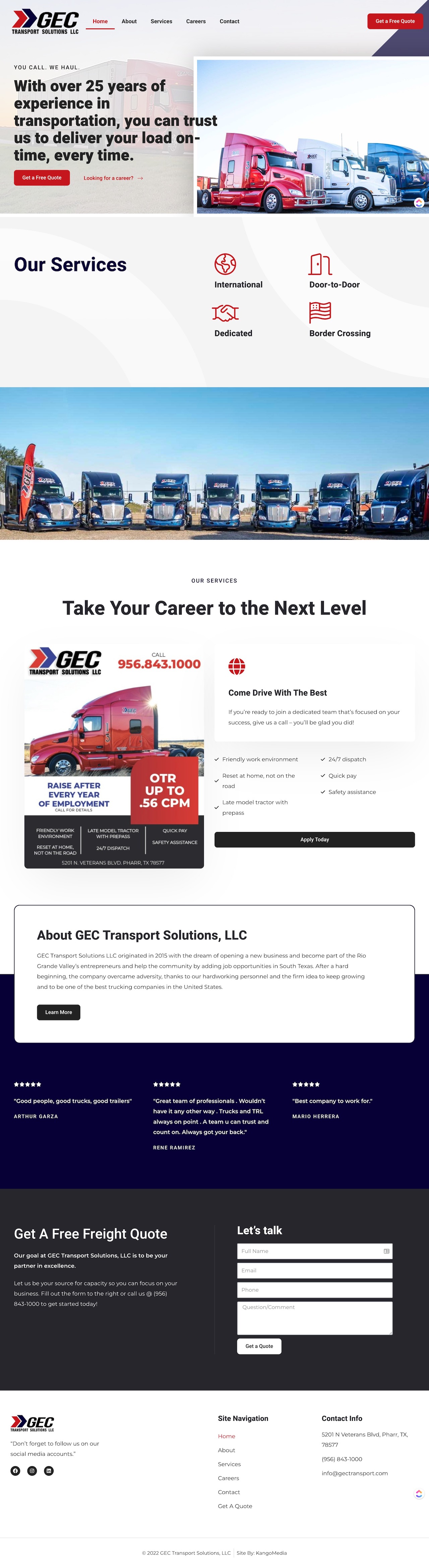 GEC Transport Solutions, LLC | Trucking & Logistics Website